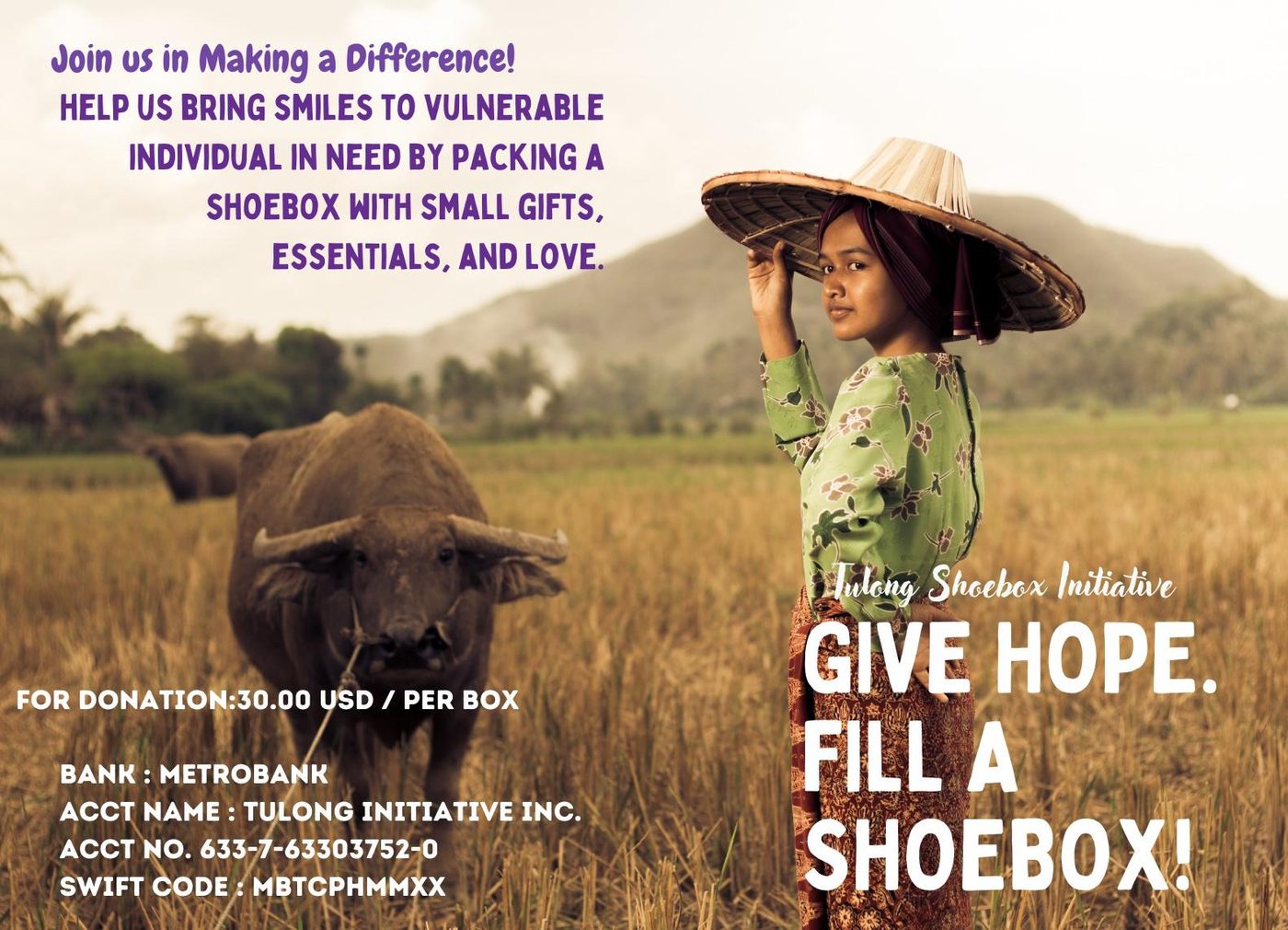 Shoebox Initiative campaign poster — Give hope, fill a shoebox